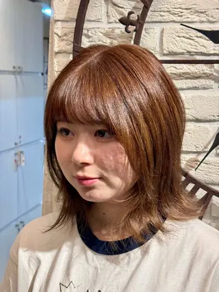 ミディアム カラー 岡田怜大hair cranialのヘアスタイル