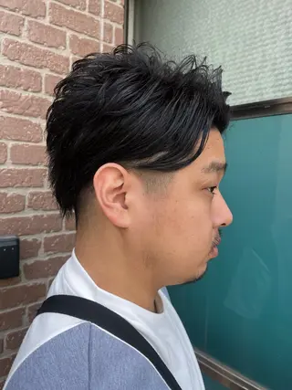 ミディアム カラー パーマ ヘアアレンジ メンズ キッズ 久木原 ゆりのヘアスタイル