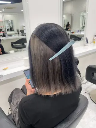 ロング カラー ラベンダー💜 グレージュ🩶のヘアスタイル
