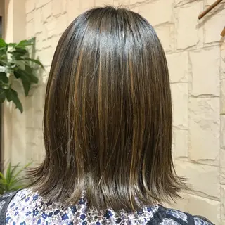 ミディアム カラー 🥛洒落髪小顔cut なら龍崎🥛のヘアスタイル