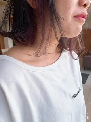 ミディアム カラー ヘアアレンジ 脱白髪染め美容師 竹内涼乃のヘアスタイル