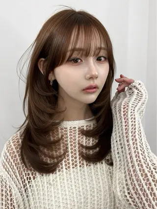 ロング カラー 盛れる顔周り✨韓国式 レイヤーkanatoのヘアスタイル