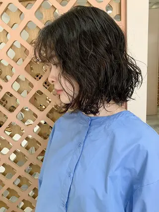 ミディアム パーマ 川間 将彦のヘアスタイル