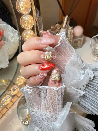 ネイル 24時まで❤︎韓国、 ワンホンネイルのネイルデザイン