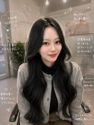 セミロング カラー パーマ 🫧縮毛矯正🫧 髪質改善RIKU🫧のヘアスタイル