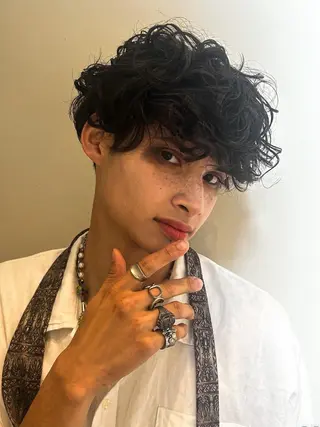 パーマ メンズ ボブ&寒色🎐ᩚ 短髪 COCOROのヘアスタイル