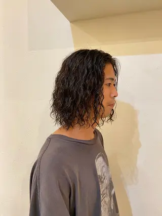 セミロング パーマ メンズ 菊池大一 溝の口パーマのヘアスタイル