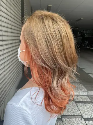 セミロング カラー NINE+/代表 ブリーチ特化型サロンのヘアスタイル