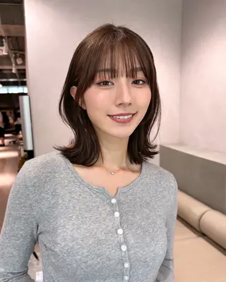 ミディアム カラー ren ボブロブ/ミディアムのヘアスタイル