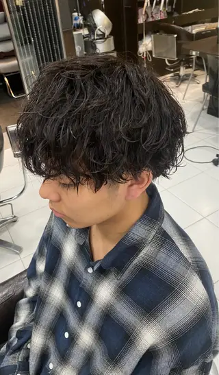 パーマ メンズ グレージュ達人/赤み 消し/ブリーチ/岩崎のヘアスタイル