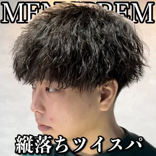 ショート カラー パーマ メンズ センターパート マスターかずまのヘアスタイル