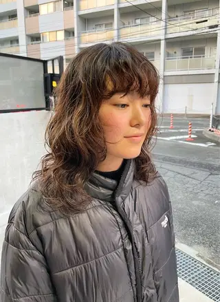 ミディアム パーマ すみとも るなのヘアスタイル