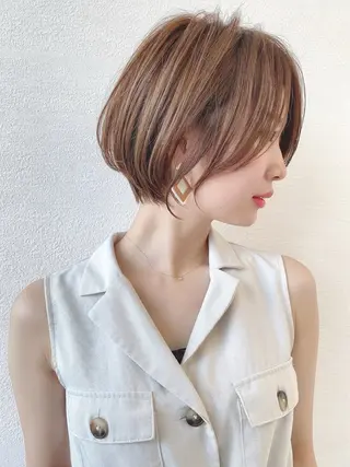 ショート カラー 美髪矯正 レイヤーカット/加納のヘアスタイル