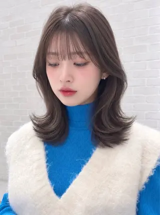 ミディアム カラー 【韓国ヘア×透明感 カラー】笹谷 莉未のヘアスタイル