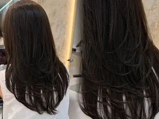 セミロング 透明感カラー 韓国ヘア本郷のヘアスタイル