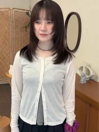 ミディアム カラー 永田 愛莉のヘアスタイル
