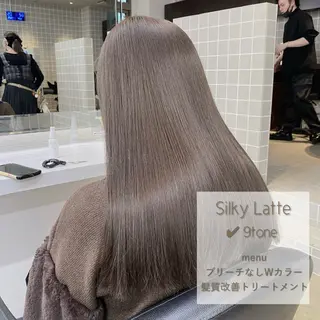 ロング カラー ブリーチ縮毛矯正飛我 透けオリーブ淡色🫧のヘアスタイル