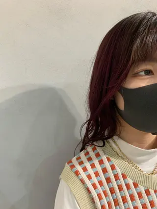 ミディアム カラー パーマ ボブパーマコテ巻き風 パーマNo1深江秀平のヘアスタイル