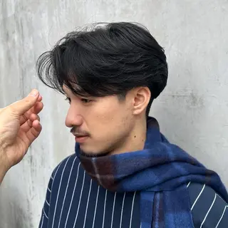 ミディアム パーマ メンズ 💈ニュアンスパーマ センターパート💈のヘアスタイル
