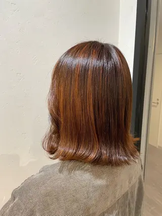 ミディアム 🍎暖色🍊/ボブ/ ケアブリーチ/あいらのヘアスタイル