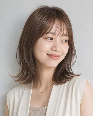 ミディアム 女性カット&カラー モデル⭐️大坂望心のヘアスタイル