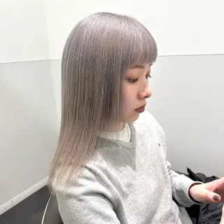 ミディアム カラー 💫艶ハイトーン×髪 質改善💫リュウトのヘアスタイル