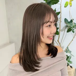 セミロング カラー 顔周りレイヤー꙳⋆ ミディアム⌇SAKIのヘアスタイル