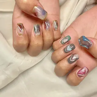 セミロング カラー パーマ ヘアアレンジ メンズ キッズ ネイル マツエク・マツパ アイブロウ el. by Aoのネイルデザイン