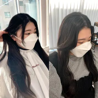 セミロング カラー パーマ ヘアアレンジ メンズ キッズ ネイル マツエク・マツパ アイブロウ 似合せレイヤー／ 柔らか透明感カラーのヘアスタイル