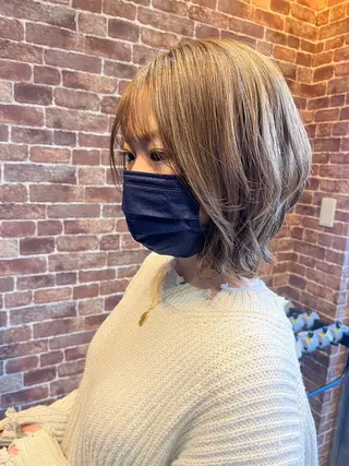 ショート カラー パーマ ヘアアレンジ メンズ キッズ ネイル マツエク・マツパ アイブロウ 久木原 ゆりのヘアスタイル