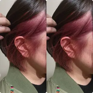 ショート カラー 切っぱなし💇‍♀️ イヤリング🎨龍之介のヘアスタイル