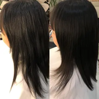 セミロング パーマ 山田 笑みのヘアスタイル