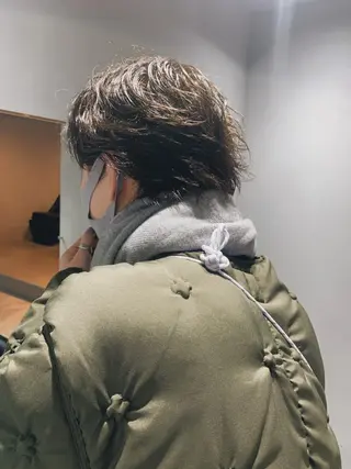 ミディアム カラー ヘアアレンジ ボブパーマコテ巻き風 パーマNo1深江秀平のヘアスタイル