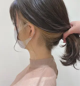 ミディアム カラー レイヤーカット/ ハイライト 千咲季のヘアスタイル