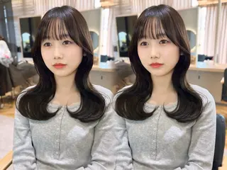 ロング 韓国🇰🇷レイヤー 映える顔周り🩷のヘアスタイル