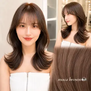 ミディアム カラー レイヤー🪽髪質改善 🍥あみのヘアスタイル