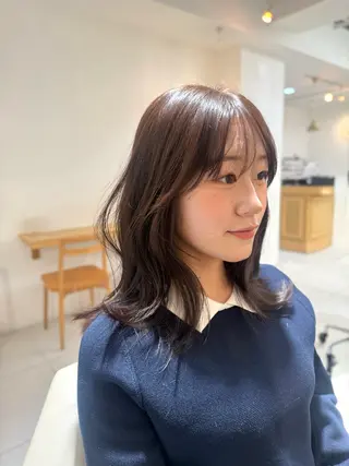 セミロング カラー 安永 涼のヘアスタイル