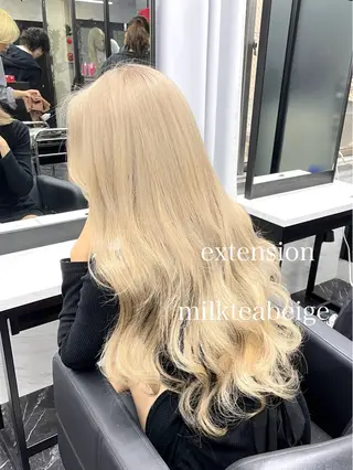 ロング カラー エクステ🩵ブリーチ 韓国ヘア🩵KAEのヘアスタイル