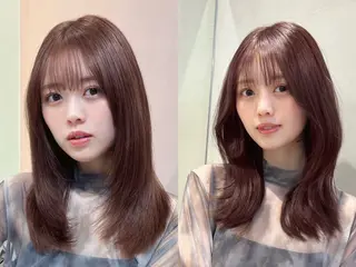 セミロング カラー 大宮縮毛矯正🩵 レイヤー 佐藤和のヘアスタイル