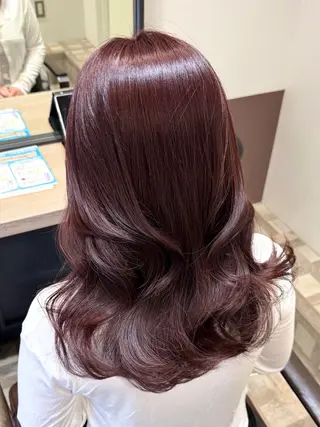 ミディアム カラー ラフモードハッシュ× 巻ける縮毛矯正 渋谷のヘアスタイル