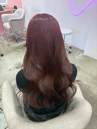 ロング カラー Miu 名古屋カット ミディアム/ピンク髪のヘアスタイル