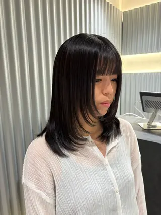 ミディアム カラー パーマ ヘアアレンジ 押切 響　のヘアスタイル