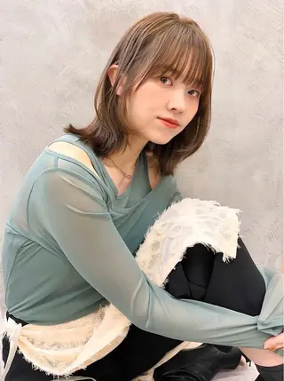 ミディアム カラー ヘアアレンジ 髪質改善/透明感 カラー/吉田光佑のヘアスタイル
