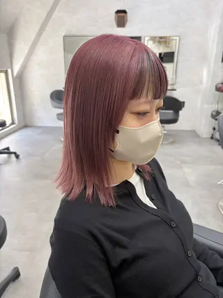 ミディアム ブリーチなしカラー ダブルカラーエクステのヘアスタイル