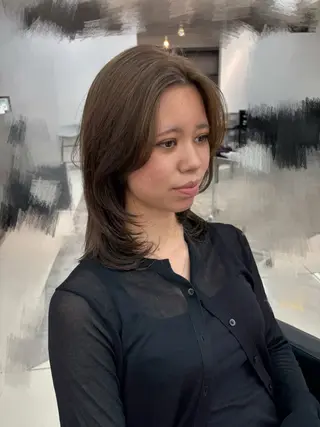 ミディアム カラー ヘアアレンジ ボブ/透明感ベージュ 🫧クルミ🌟のヘアスタイル