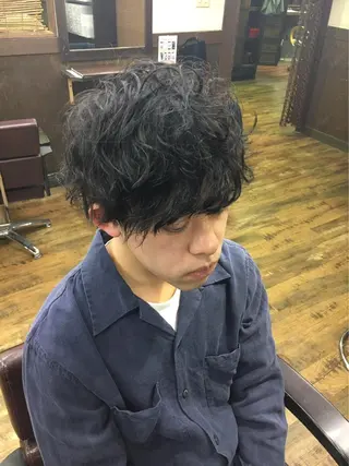 ミディアム パーマ メンズ Loob.TOKYO MIYA🌈のヘアスタイル