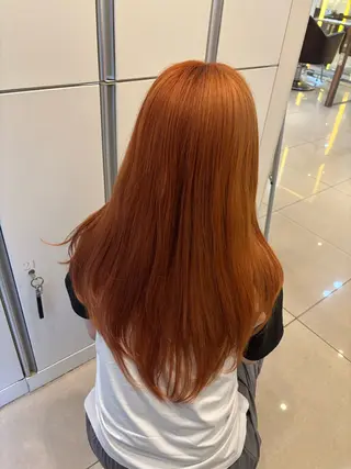ロング カラー 透明感/ハイトーン ／レッドカラー🍓のヘアスタイル