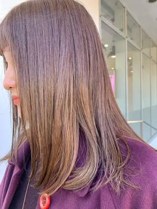 セミロング カラー ヘアアレンジ 🎀透明感カラー 韓国ヘア🎀mahoのヘアスタイル