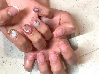 ネイル 韓国/ワンホン/長さ 出しつけ放題🎀のネイルデザイン