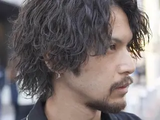 ミディアム パーマ メンズ fifth park 六反穂 龍介のヘアスタイル